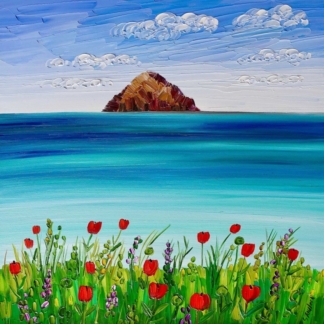 Image of Ailsa Craig and Poppies by Sheila Fowler